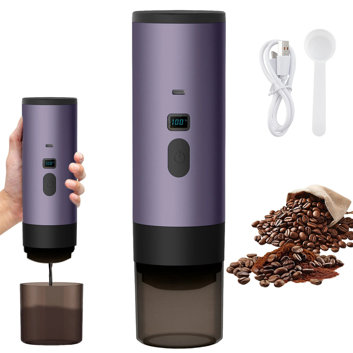 Cafetera portátil color morado