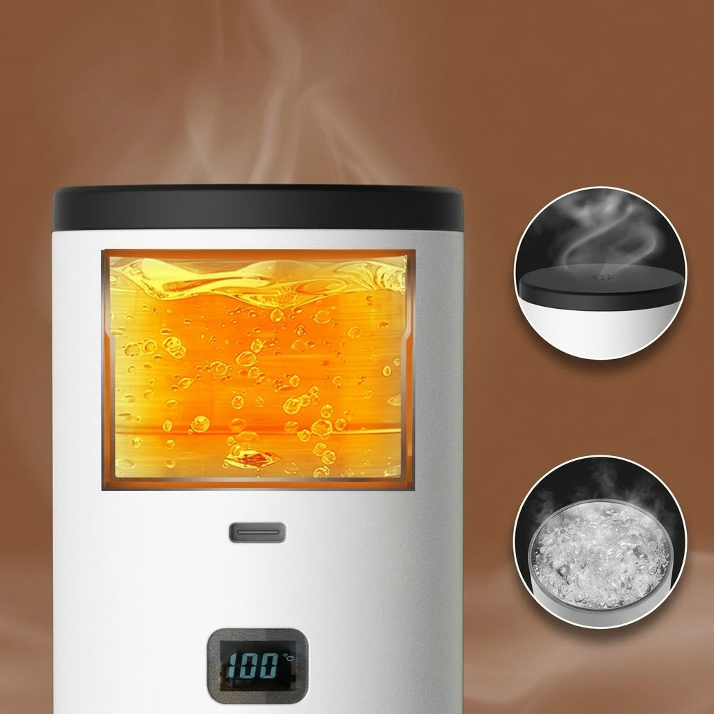 Interior de AnywhereCoffee calentando el agua a 100 °C